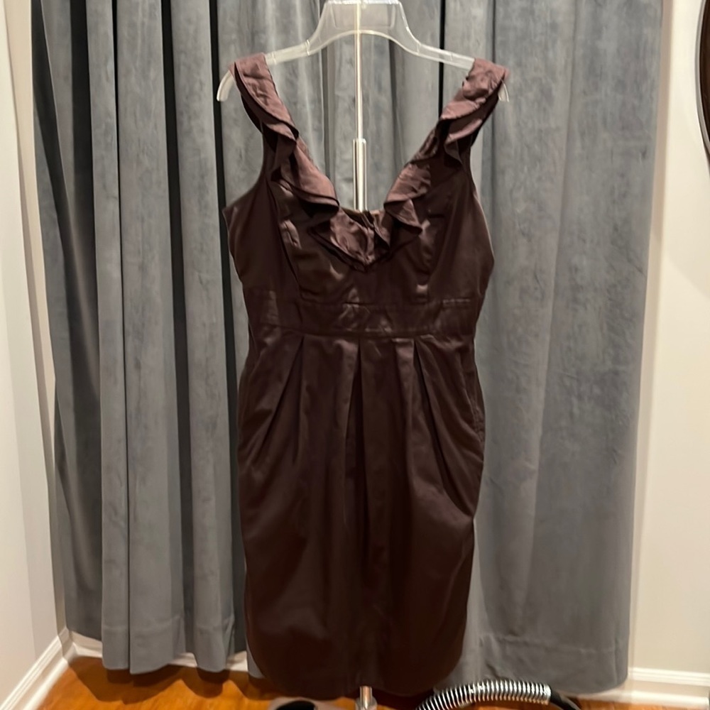 Moulinette Soeurs Brown dress with ruffles.